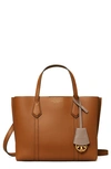 Tory Burch Sm Perry Triple-compartment Leather Tote In Light Umber