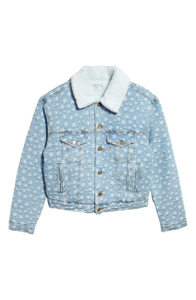 Erl Star-jacquard Denim Jacket In Light Blue