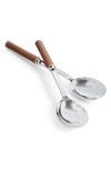 Polo Ralph Lauren Set Of Two Wyatt Salad Servers Set In Saddle/ Silver