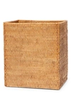Pigeon & Poodle Dalton Rattan Wastebasket In Brown