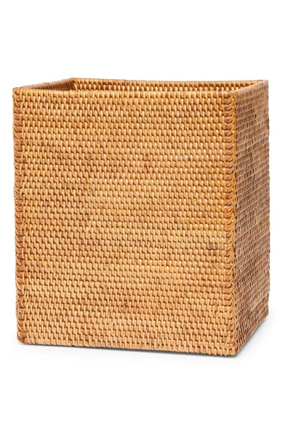 Pigeon & Poodle Dalton Rattan Wastebasket In Brown