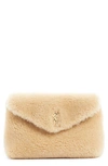 SAINT LAURENT SMALL LOU PUFFER GENUINE SHEARLING POUCH