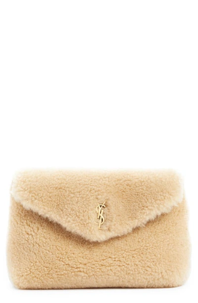 SAINT LAURENT SMALL LOU PUFFER GENUINE SHEARLING POUCH