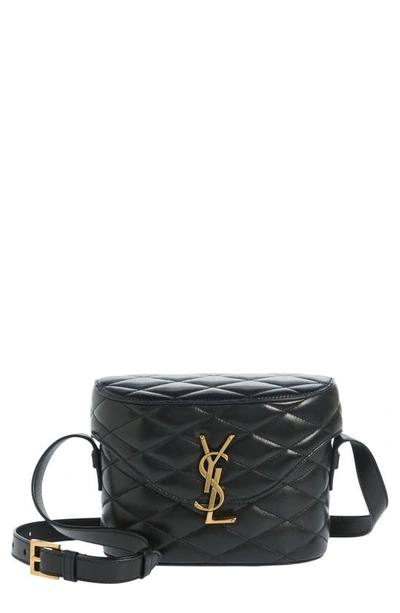 Saint Laurent Ysl Quilted Lambskin Crossbody Bag In Black