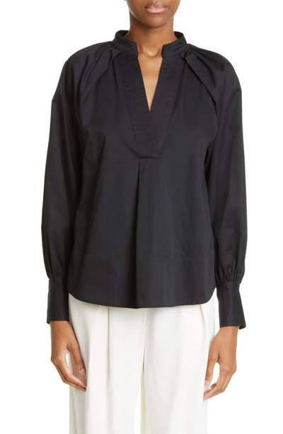 Co Pleated Tton Poplin Blouse In Black