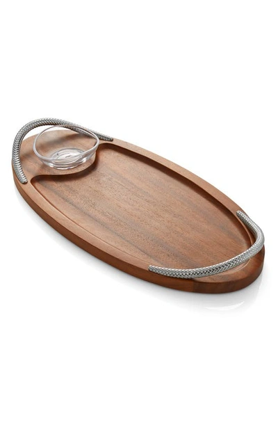 Nambe Two-piece Braid Serving Board & Dipping Dish Set In Brown