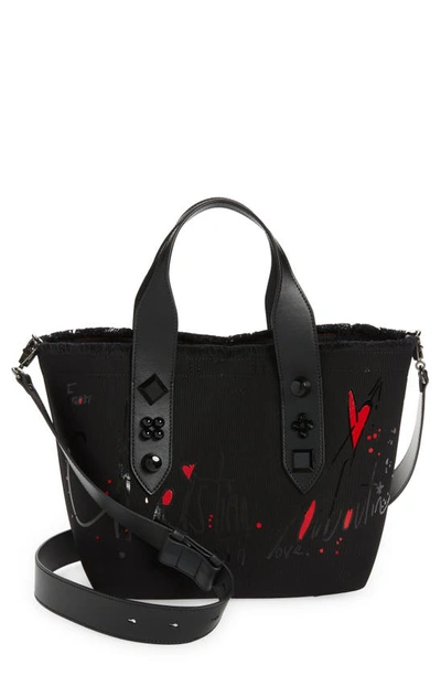 Christian Louboutin Frangibus With Love Graffiti Printed Toile Shopping Tote Bag In Black