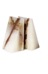 Bey-berk Men's Solid Marble Wedge Bookends In Brown