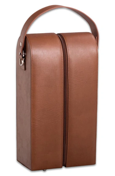 Bey-berk Vino Leather Double Wine Caddy In Brown