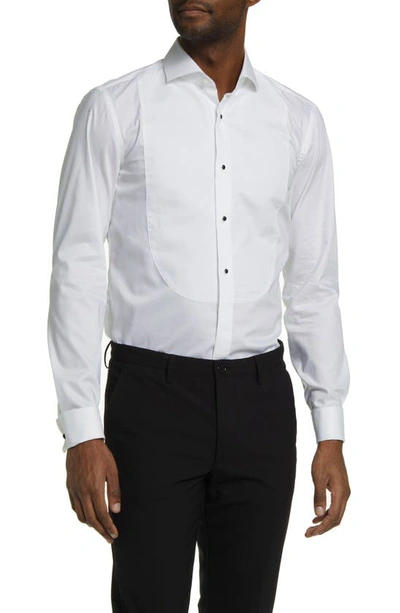 Hugo Boss Hank Slim Fit Easy Iron Bibbed Tuxedo Shirt In White