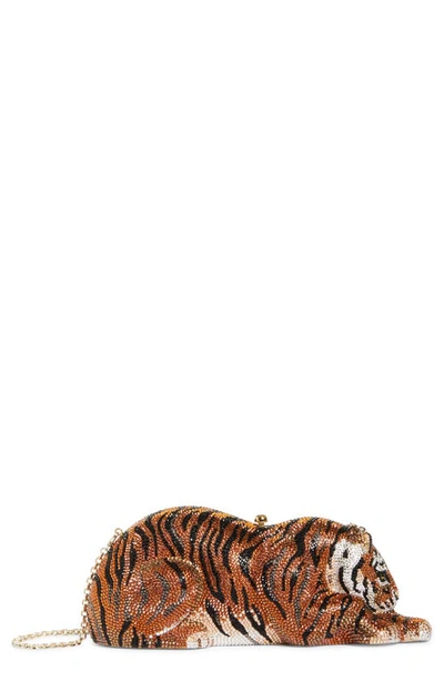 Judith Leiber Bengal Tiger' Rhinestone Embellished Box Clutch In Multi-colour
