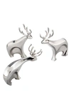 Nambe 'dasher' Reindeer Figurines In Silver
