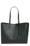 Saint Laurent East West Calfskin Shopping Tote Bag In 3045 New Vert Fonce