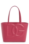 Dolce & Gabbana Small Dg Embossed Tote Bag In Calf Leather In Light Lilac