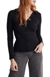 MADEWELL RUCHED POLO CARDIGAN