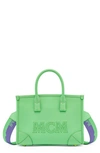 Mcm Mini Munchen Tote In Spanish Calf Leather In Summer Gray