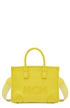 Mcm Leather Mini Tote In Yellow