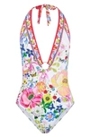 CAMILLA FLORAL PRINT O-RING PLUNGE NECK ONE-PIECE SWIMSUIT