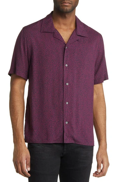 John Varvatos Danny Regular Fit Camp Shirt In Purple Hale