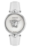 VERSACE PALAZZO EMPIRE LEATHER STRAP WATCH, 39MM