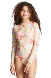Billabong Kids' Sunbeams Forever Long Sleeve One-piece Swimsuit In Multi