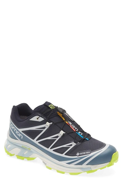 Salomon Xt-6 Gore-tex Low-top Running Sneakers In Night Sky/ China Blue/ Lime