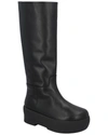 Gia Borghini Black Slip-on Boots With Platform In Smooth Leather Woman In Black