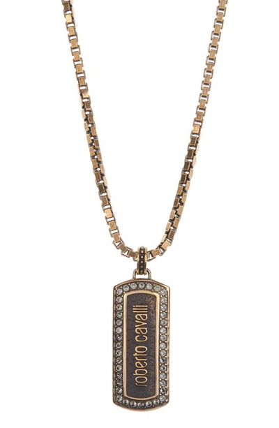 Icon Trade Services Signature Crystal Stone Dog Tag Necklace In Gold