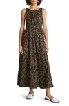 Apiece Apart Bali Floral-print Organic Cotton-poplin Midi Dress In Resist Floral Olive