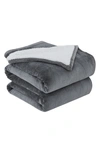 Southshore Fine Linens Microfleece Oversized Reversible Faux Shearling Throw Blanket In Slate