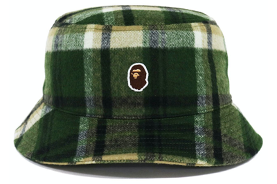 Pre-owned Bape Check Hat Olivedrab
