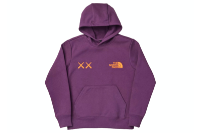 Pre-owned Kaws X The North Face Youth Hoodie Blackberry Wine