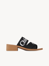 CHLOÉ MULES WOODY FEMME NOIR TAILLE 38 90% LIN, 10% POLYESTER
