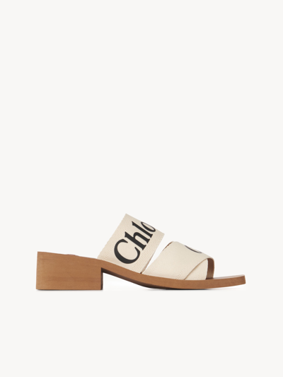 Chloé Woody High-heel Mule In Blanc