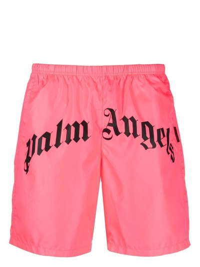 Palm Angels Logo-print Swim Shorts In Pink
