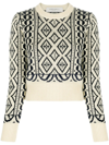 Golden Goose Geometric-pattern Cropped Jumper In Neutrals