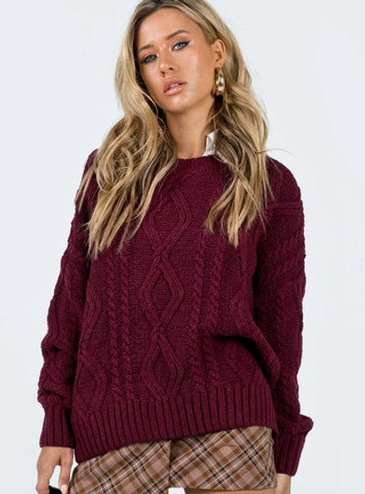 Princess Polly Anaya Oversized Sweater In Burgundy