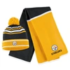 Wear By Erin Andrews Black Pittsburgh Steelers Colorblock Cuffed Knit Hat With Pom And Scarf Set In Black