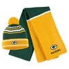 Wear By Erin Andrews Green Green Bay Packers Colorblock Cuffed Knit Hat With Pom And Scarf Set In Green