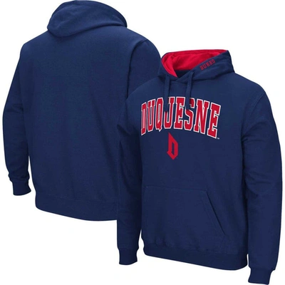 Colosseum Men's  Blue Duquesne Dukes Arch & Logo Pullover Hoodie