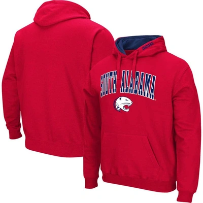 Colosseum Men's  Red South Alabama Jaguars Arch & Logo Pullover Hoodie