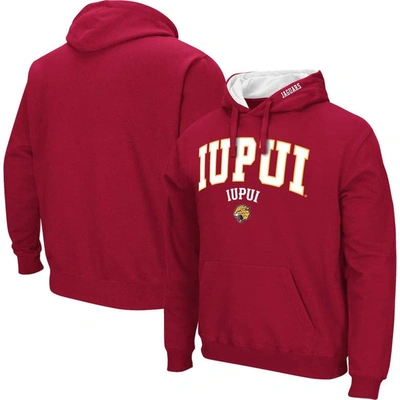 Colosseum Men's  Crimson Iupui Jaguars Arch & Logo Pullover Hoodie