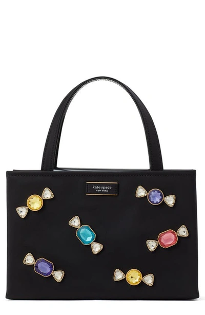 Kate Spade Sam Icon Small Candy Gem-embellished Tote Bag In Black Multi