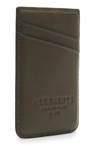 Allsaints Callie Leather Card Case In Olive