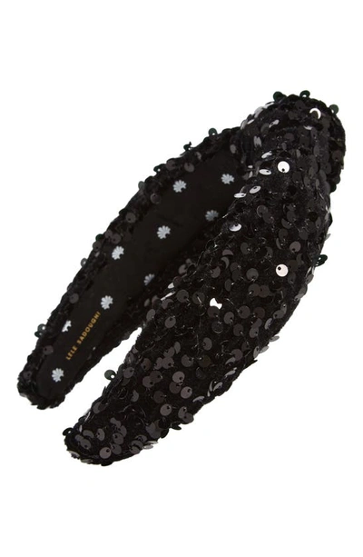 Lele Sadoughi Sequin Knotted Headband In Jet