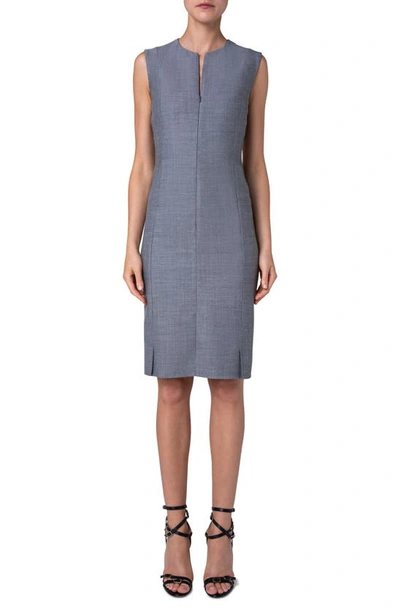 Akris Zip Front Double Face Cotton & Wool Sheath Dress In 093 Graphite