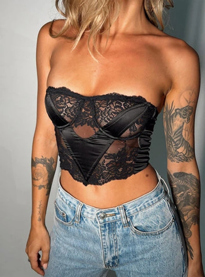 Princess Polly Harto Lace Strapless Top In Black