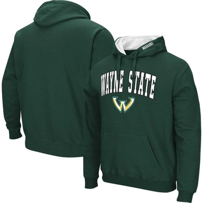 Colosseum Men's  Green Wayne State Warriors Arch & Logo Pullover Hoodie