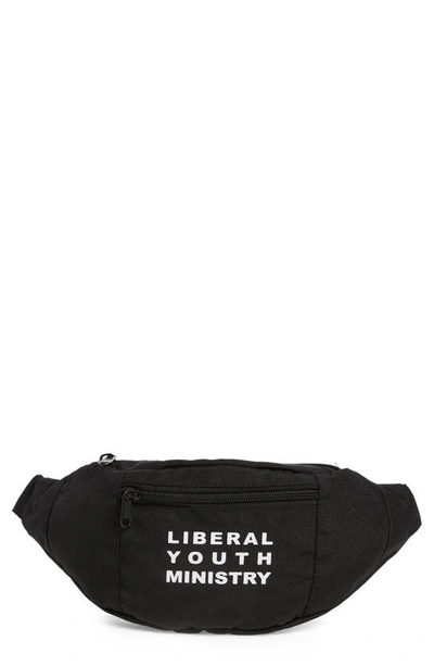 Liberal Youth Ministry Logo Nylon Canvas Belt Bag In Black