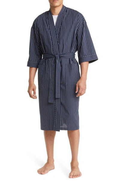 Majestic Sunset Blues Stripe Dressing Gown In Dark Navy